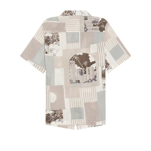 NEW! Rollas Bowler Paradise Button Front Shirt Short Sleeve Tropical Taupe SZ M - Picture 3 of 9